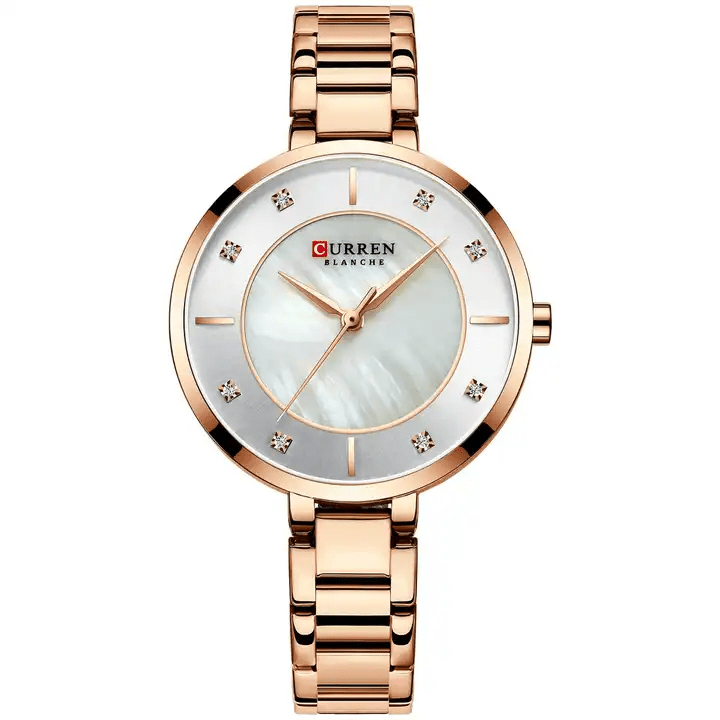 C-9051L Curren Silver Dial Rosegold Stainless Chain Steel Analog Quartz Women's Watch. - Timecheck