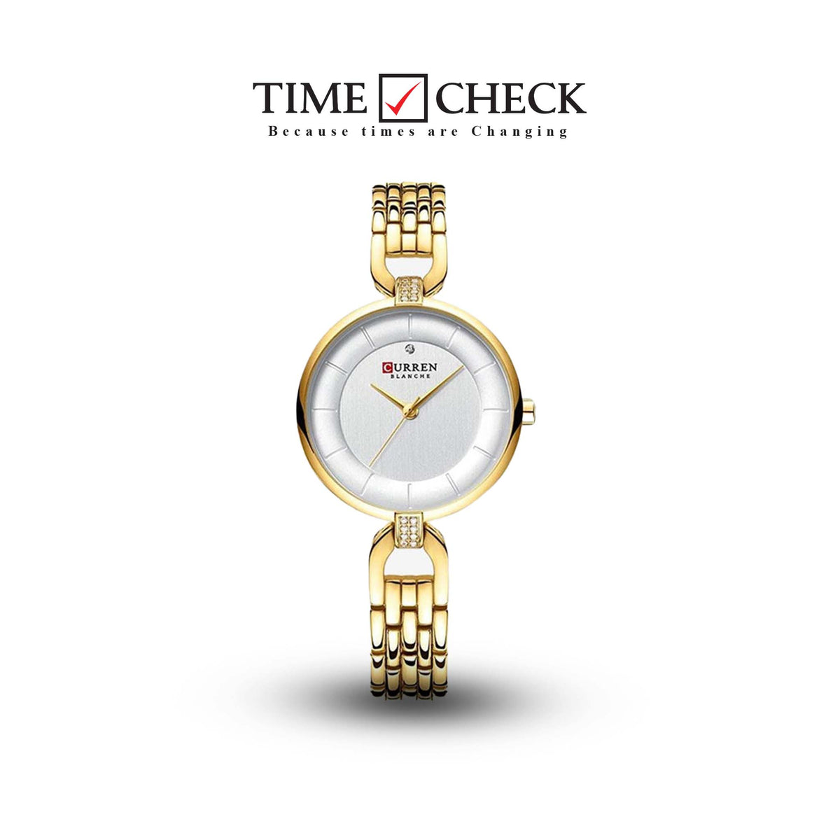 C-9052L Curren white Dial golden Stainless Chain Steel Analog Quartz Women's Watch. - Timecheck