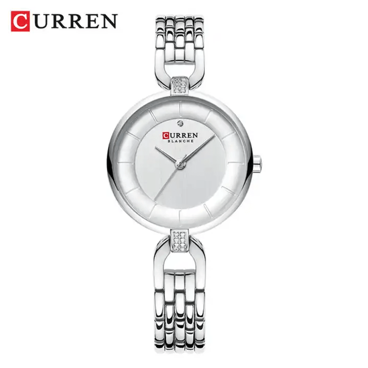 C-9052L Curren White Dial Silver Stainless Chain Steel Analog Quartz Women's Watch. - Timecheck