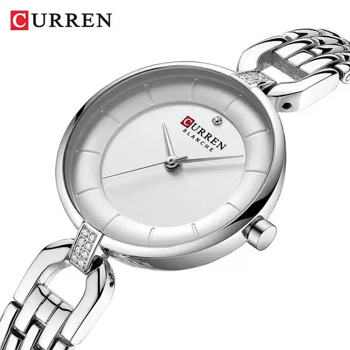 C-9052L Curren White Dial Silver Stainless Chain Steel Analog Quartz Women's Watch. - Timecheck