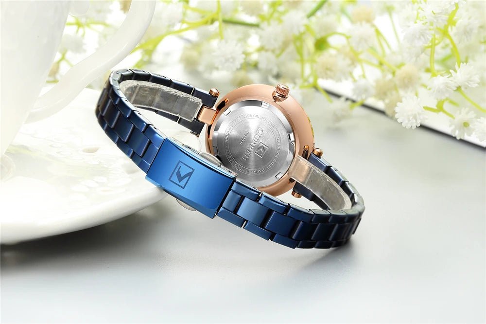 C-9054L Curren BLUE Dial & BlUE Stainless Steel Chain Analog Quartz Women's Watch. - Timecheck