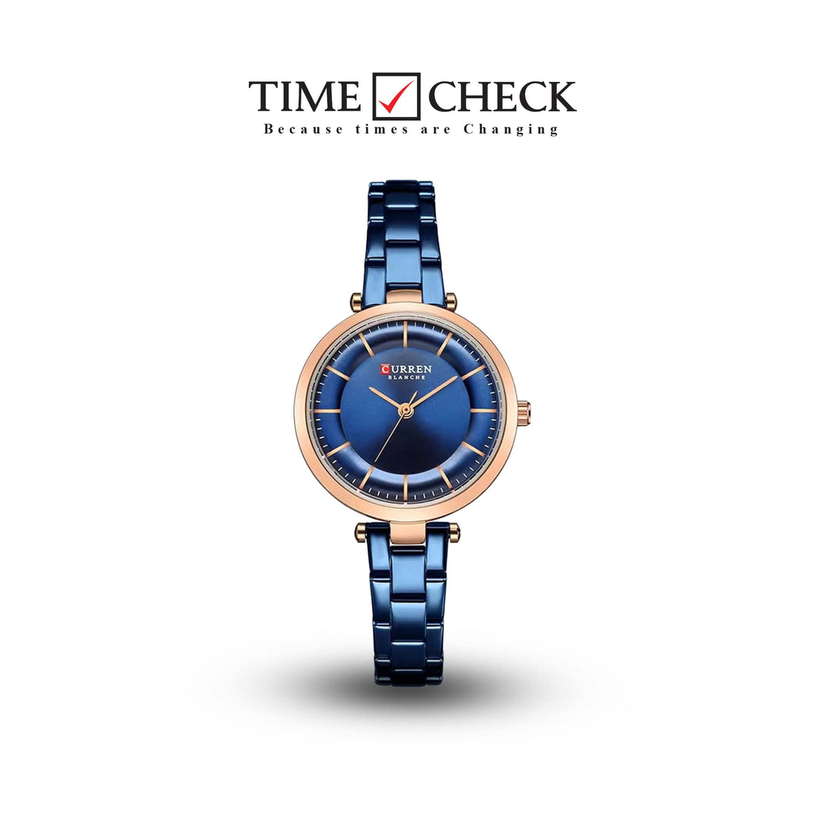 C-9054L Curren BLUE Dial & BlUE Stainless Steel Chain Analog Quartz Women's Watch. - Timecheck