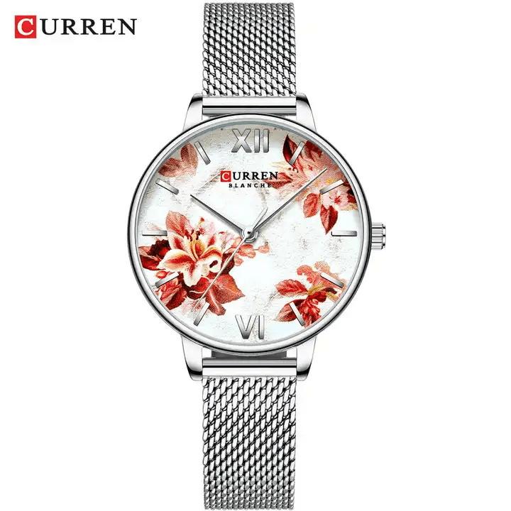 C-9060L Curren White Dial Silver Stainless Steel Analog Quartz Women's Watch. - Timecheck