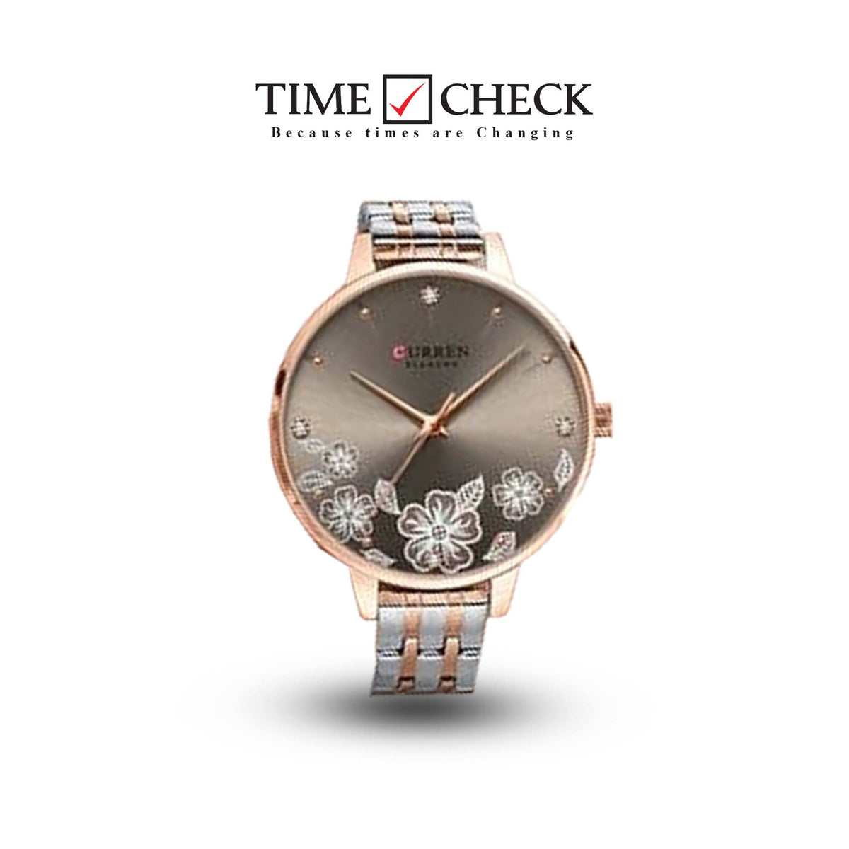 C-9068L Curren brown Dial & Silver/Gold Stainless Steel Chain Analog Quartz Women's Watch. - Timecheck
