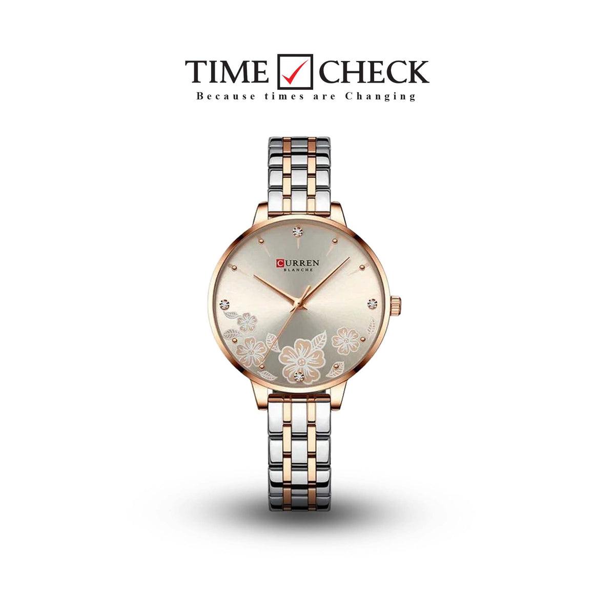 C-9068L Curren copper Dial & Silver/Gold Stainless Steel Chain Analog Quartz Women's Watch. - Timecheck