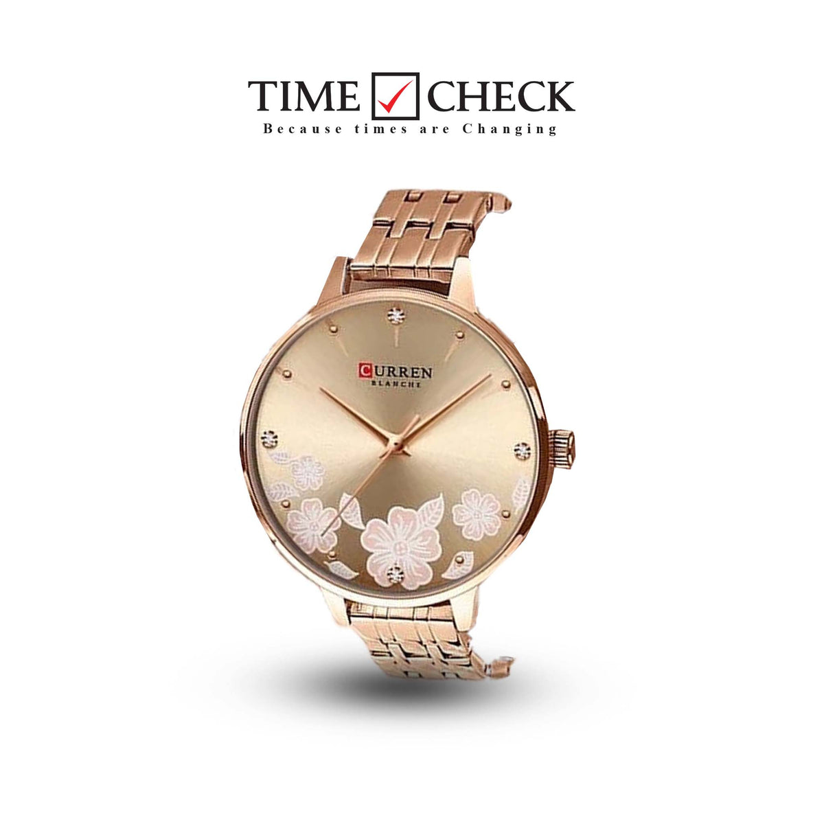 C-9068L Curren rose-gold Dial & rose-gold Stainless Steel Chain Analog Quartz Women's Watch. - Timecheck