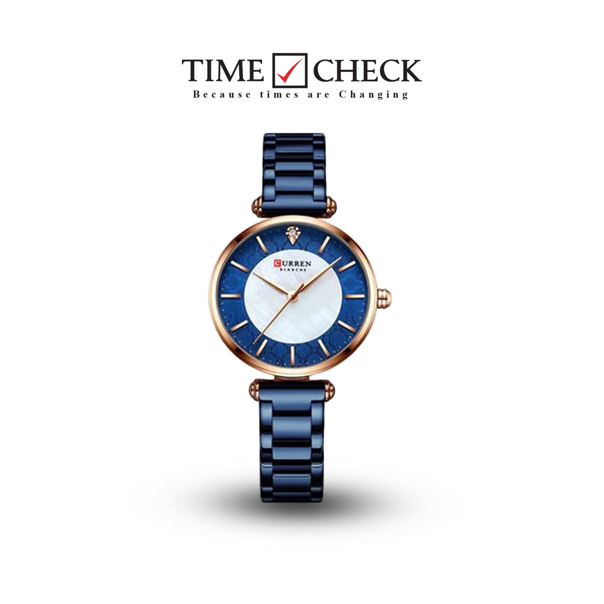 C-9072L Curren Blue Dial Blue Stainless Chain Steel Analog Quartz Women's Watch. - Timecheck