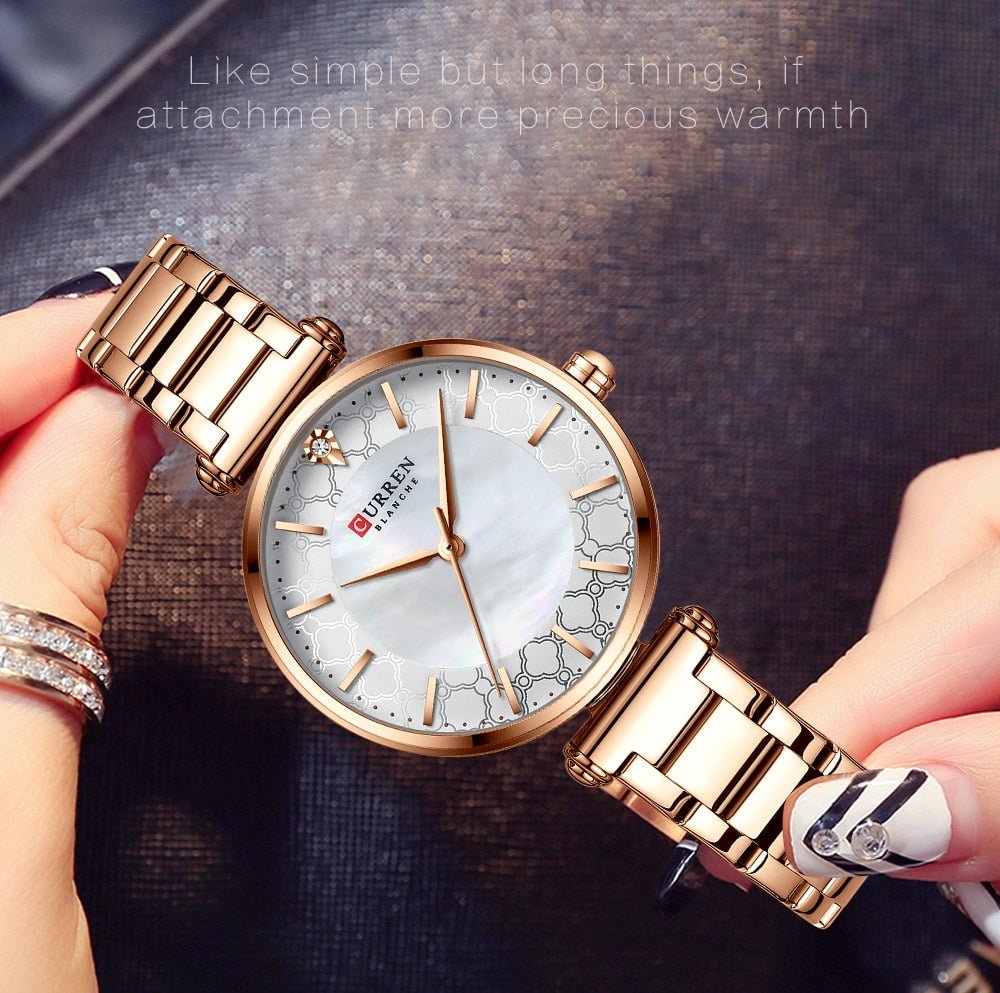 C-9072L Curren Silver Dial Rose-gold Stainless Steel Analog Quartz Women's Watch. - Timecheck