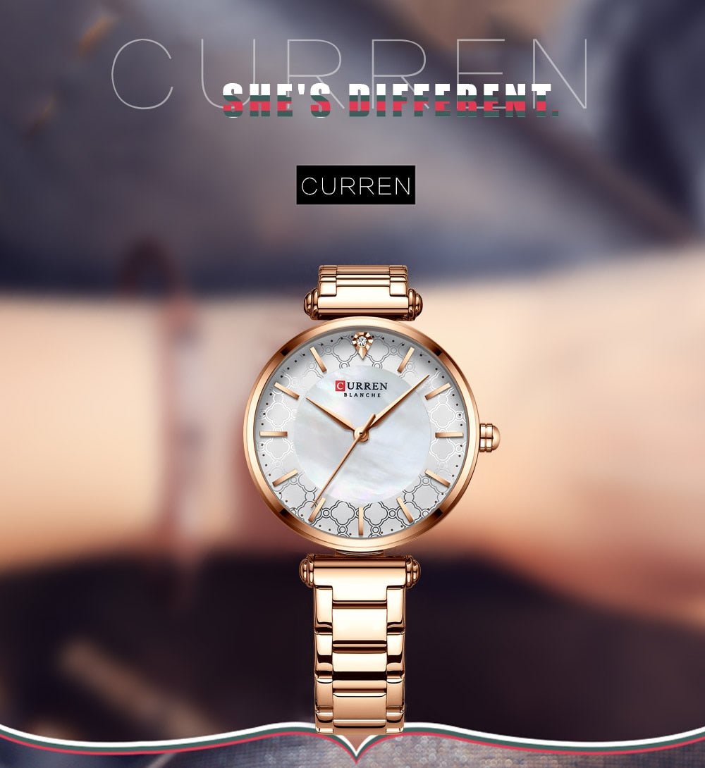 C-9072L Curren Silver Dial Rose-gold Stainless Steel Analog Quartz Women's Watch. - Timecheck