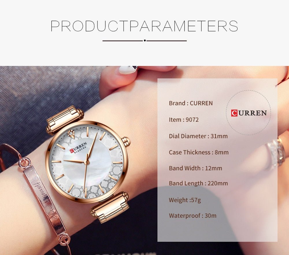 C-9072L Curren Silver Dial Rose-gold Stainless Steel Analog Quartz Women's Watch. - Timecheck