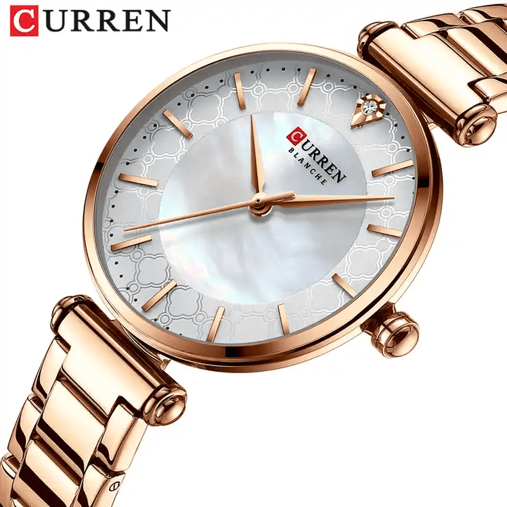 C-9072L Curren Silver Dial Rose-gold Stainless Steel Analog Quartz Women's Watch. - Timecheck