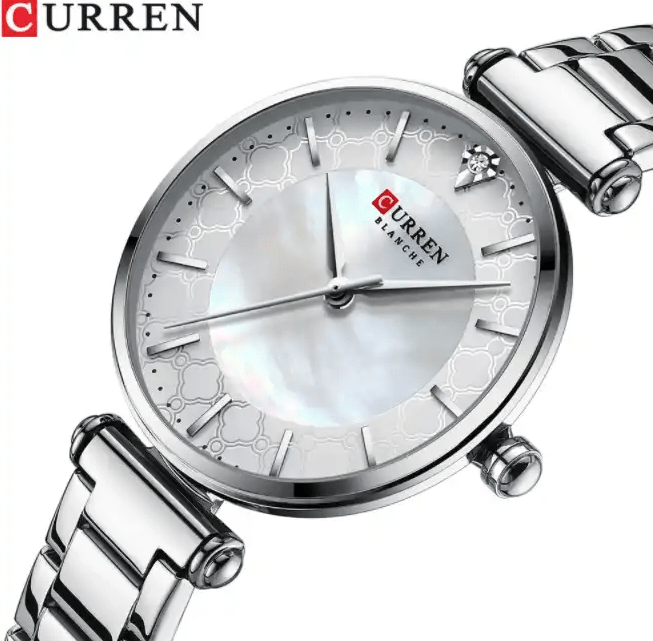 C-9072L Curren Silver Dial Silver Stainless Chain Steel Analog Quartz Women's Watch. - Timecheck