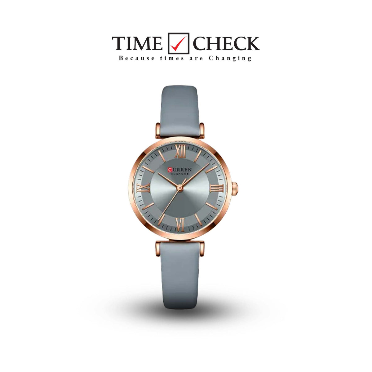C-9079L Curren Gray Dial Gray Leather Strap Analog Quartz Women's Watch. - Timecheck