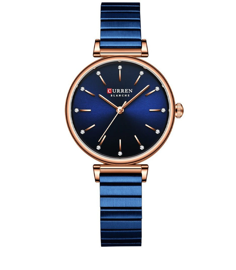 C-9081L Curren BLUE Dial BLUE Stainless Steel Chain Analog Quartz Women's Watch. - Timecheck