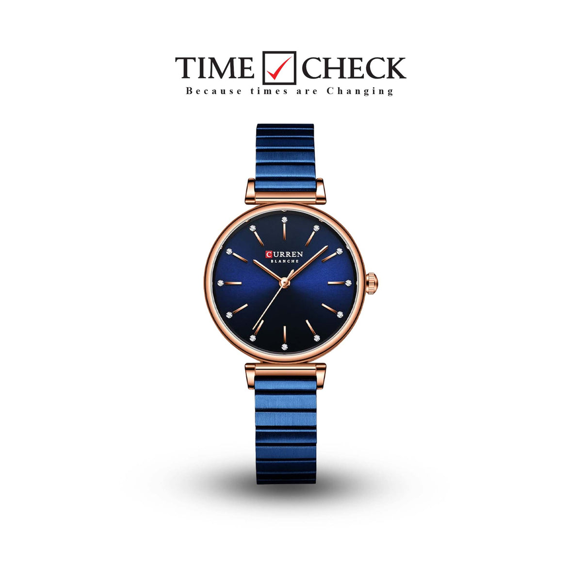 C-9081L Curren BLUE Dial BLUE Stainless Steel Chain Analog Quartz Women's Watch. - Timecheck
