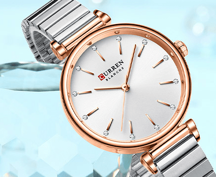 C-9081L Curren Silver Dial Silver Stainless Steel Chain Analog Quartz Women's Watch. - Timecheck
