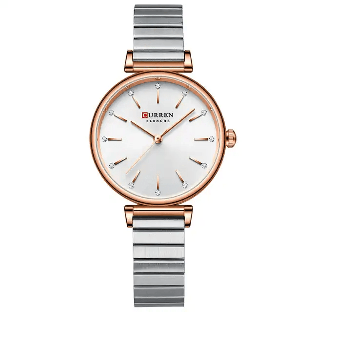 C-9081L Curren Silver Dial Silver Stainless Steel Chain Analog Quartz Women's Watch. - Timecheck
