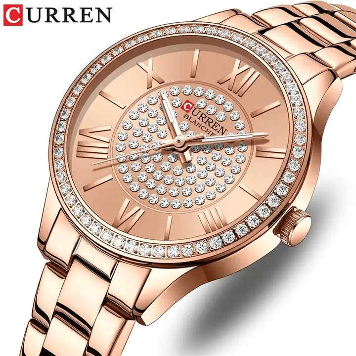C-9084L Curren Rose-gold Dial Stainless Chain Steel Analog Quartz Women's Watch. - Timecheck