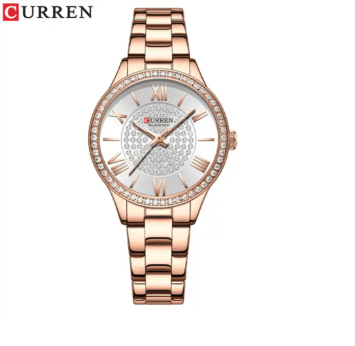 C-9084L Curren Silver Dial Rose-gold Stainless Steel Chain Analog Quartz Women's Watch. - Timecheck