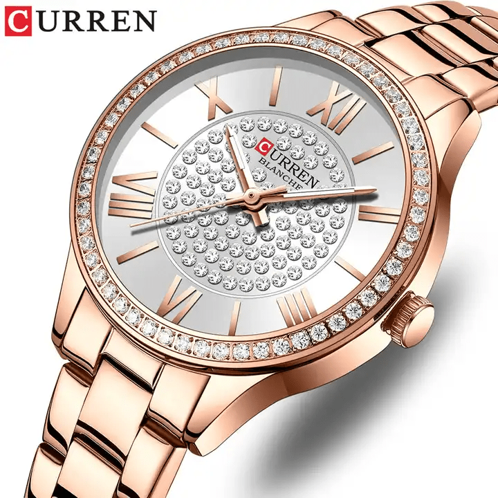 C-9084L Curren Silver Dial Rose-gold Stainless Steel Chain Analog Quartz Women's Watch. - Timecheck