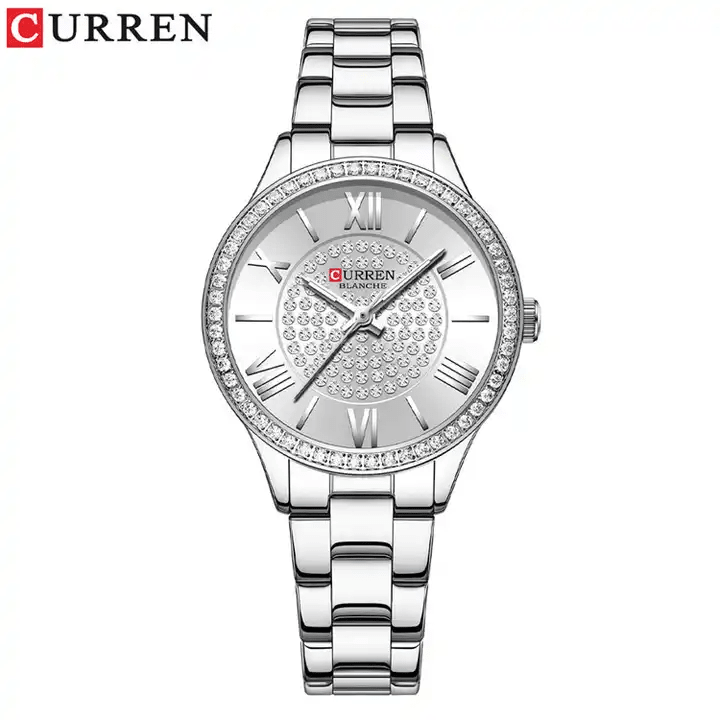 C-9084L Curren Silver Dial Silver Stainless Chain Steel Analog Quartz Women's Watch. - Timecheck
