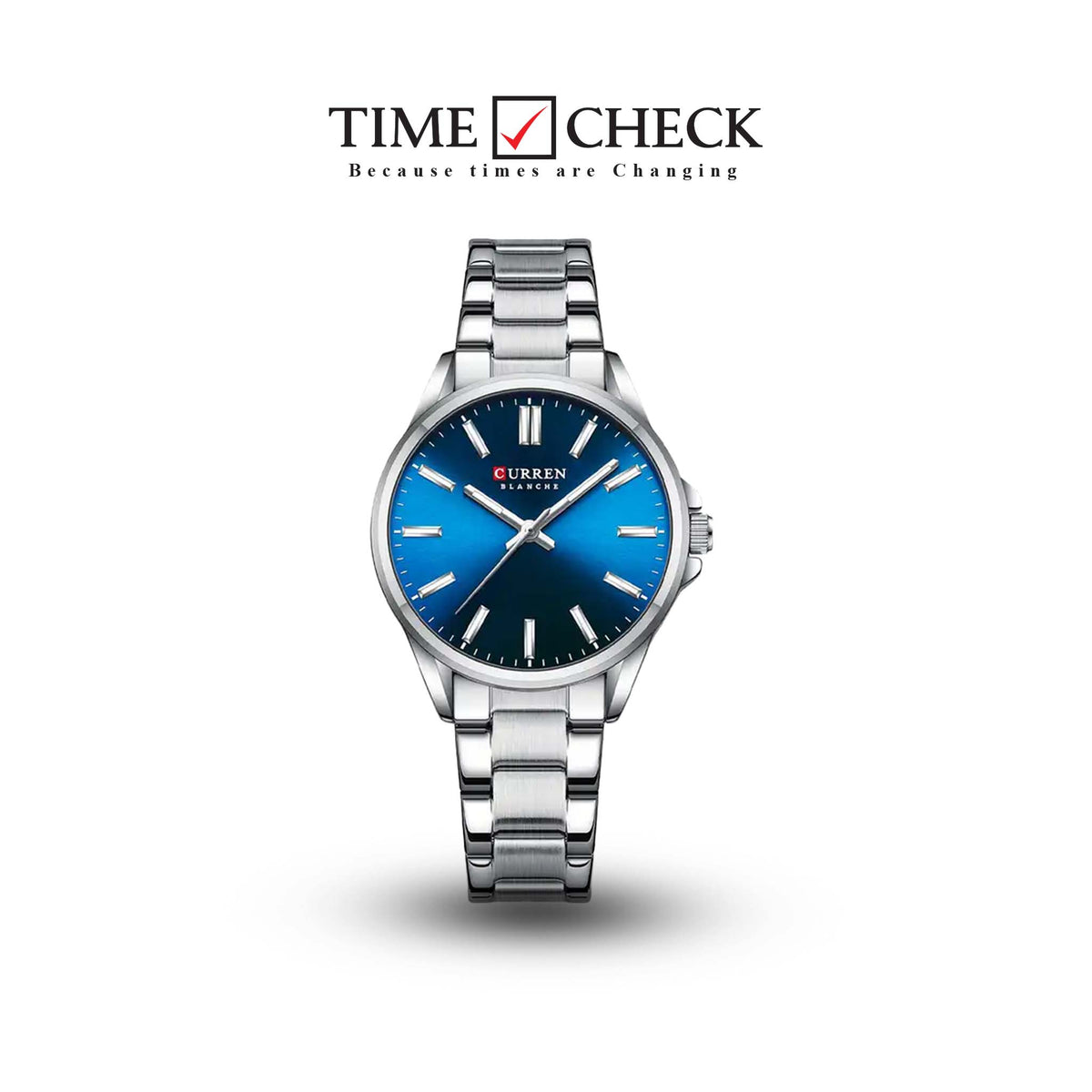 C-9090G Curren Blue Dial Silver Stainless Steel Analog Quartz men's Watch. - Timecheck