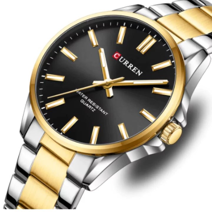 C-9090L Curren black Dial Silver-gold Stainless Steel Analog Quartz Women's Watch. - Timecheck