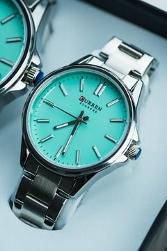 C-9090L Curren sea green Dial Silver Stainless Steel Analog Quartz Women's Watch. - Timecheck