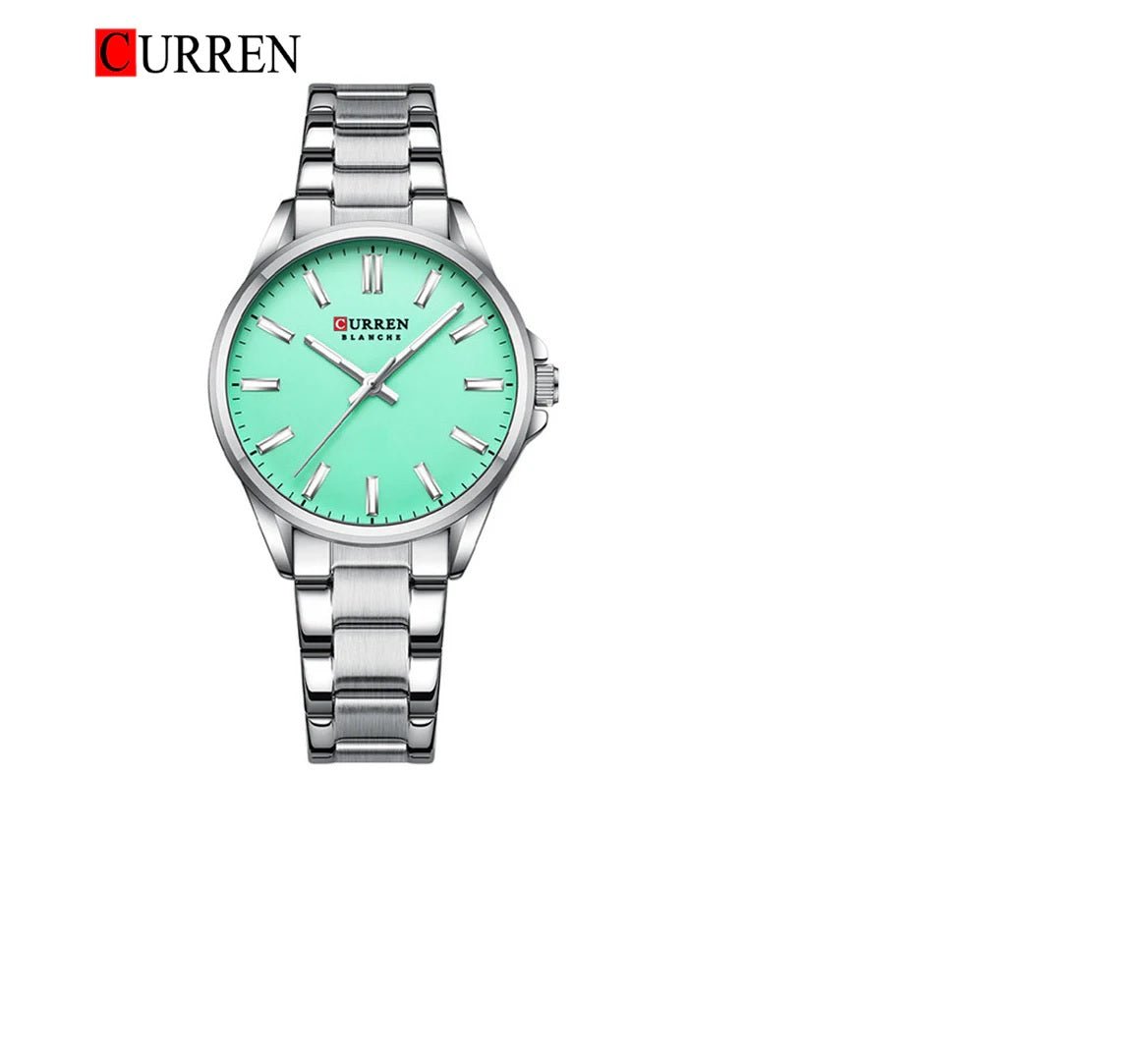 C-9090L Curren sea green Dial Silver Stainless Steel Analog Quartz Women's Watch. - Timecheck