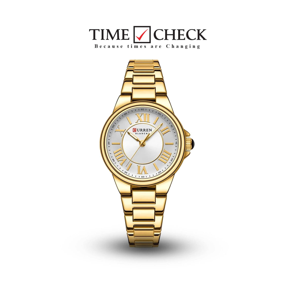 C-9091L Curren Silver Dial Golden Stainless Steel Analog Quartz Women's Watch. - Timecheck