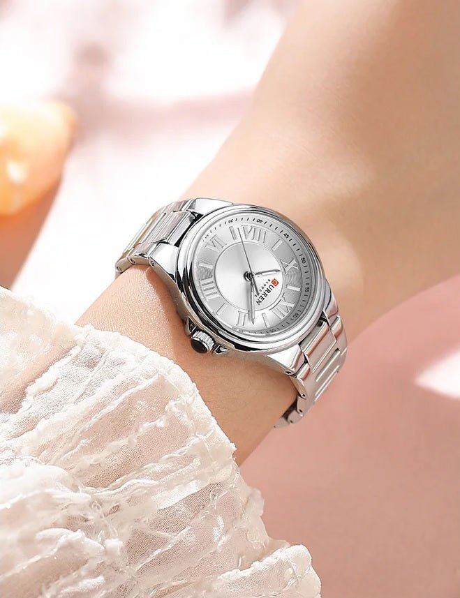 C-9091L Curren Silver Dial silver Stainless Steel Analog Quartz Women's Watch. - Timecheck