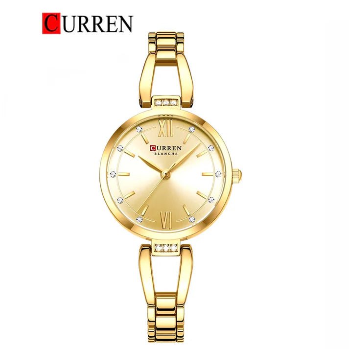 C-9092L Curren Golden Dial GOLDEN Stainless Steel Chain Analog Quartz Women's fashion Watch. - Timecheck