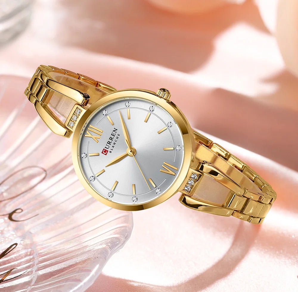 C-9092L Curren White Dial GOLDEN Stainless Steel Chain Analog Quartz Women's fashion Watch - Timecheck