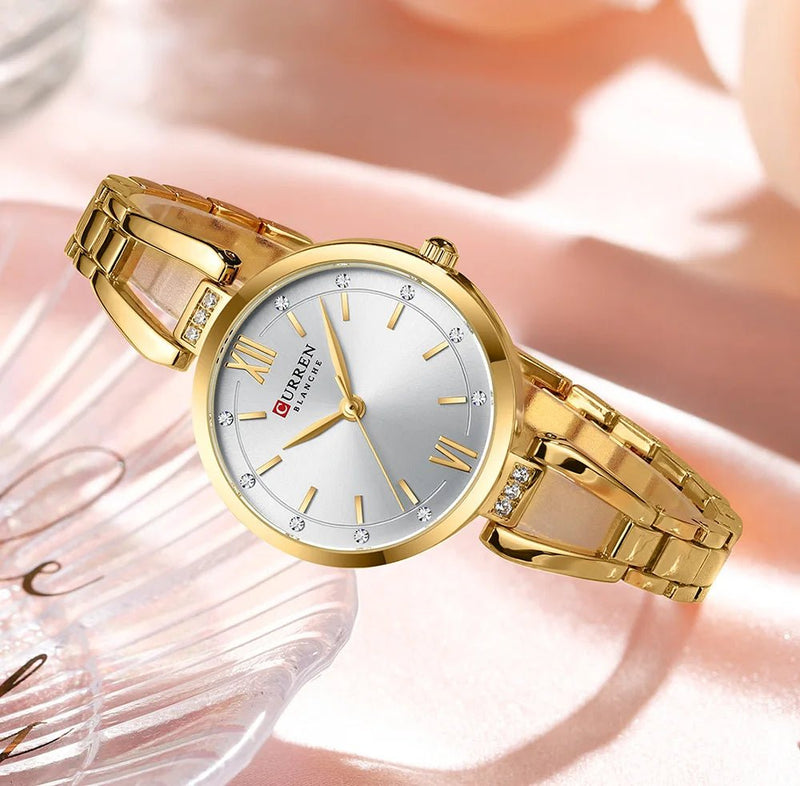 C-9092L Curren White Dial GOLDEN Stainless Steel Chain Analog Quartz Women's fashion Watch - Timecheck