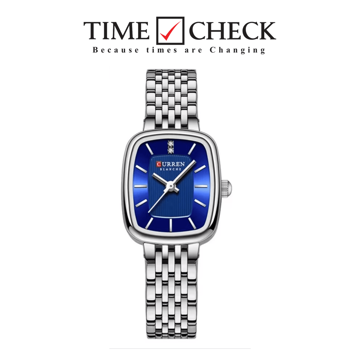 C-9093L Curren BLUE Dial SILVER Stainless Chain Steel Analog Quartz Women's Watch. - Timecheck