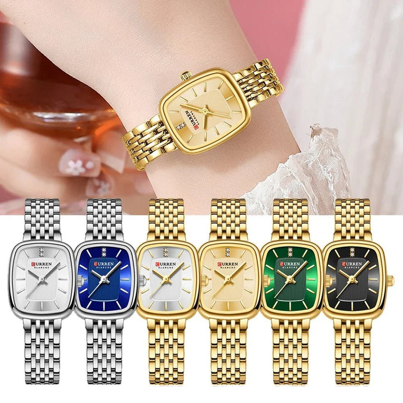C-9093L Curren GOLDEN Dial golden Stainless Chain Steel Analog Quartz Women's Watch. - Timecheck