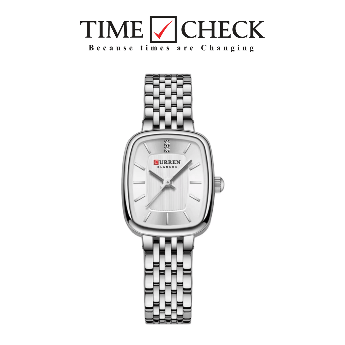 C-9093L Curren WHITE Dial SILVER Stainless Chain Steel Analog Quartz Women's Watch - Timecheck