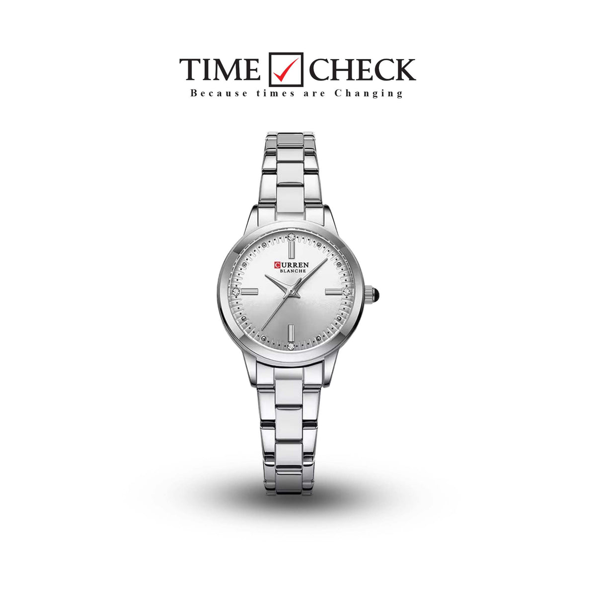 C-9094L Curren white Dial silver Stainless Steel Chain Analog Quartz Women's fashion Watch. - Timecheck