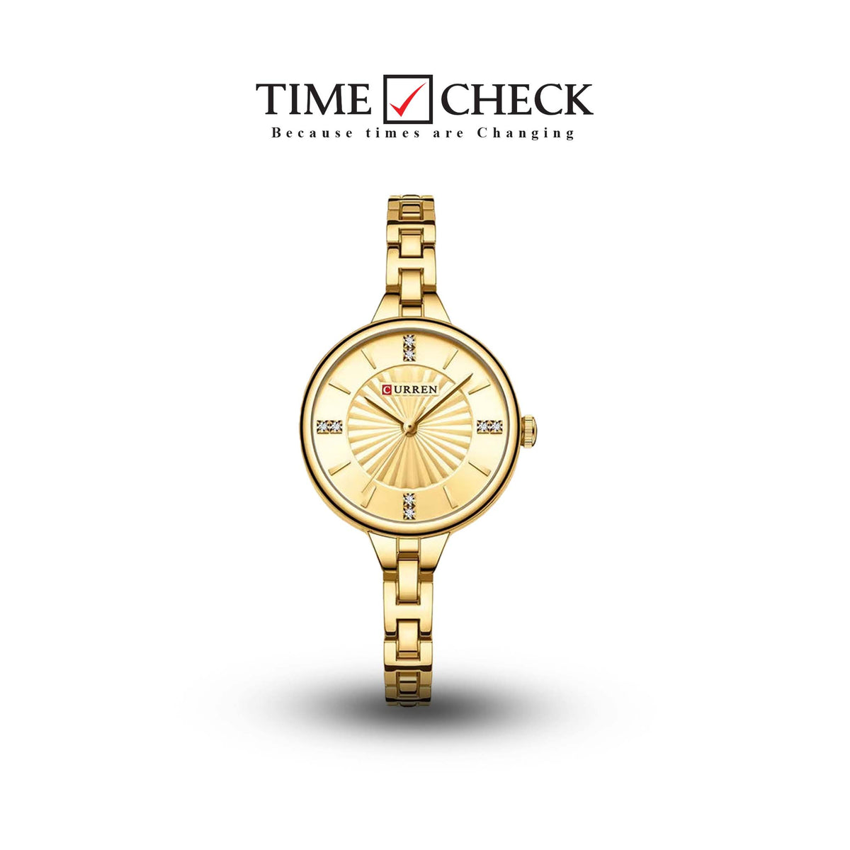 C-9097L Curren GOLDEN Dial GOLDEN Stainless Steel Chain Analog Quartz Women's fashion Watch. - Timecheck