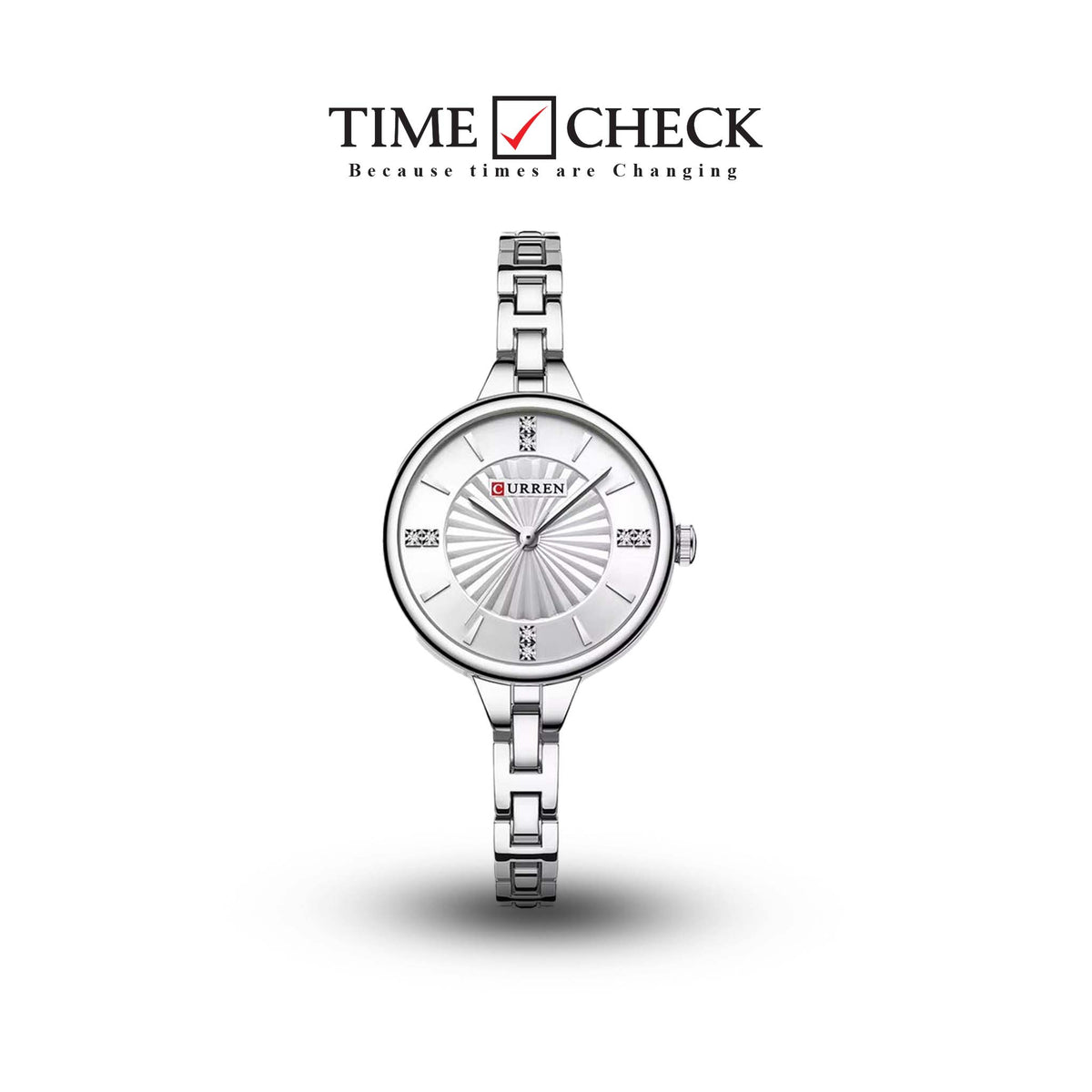 C-9097L Curren SILVER Dial SILVER Stainless Steel Chain Analog Quartz Women's fashion Watch. - Timecheck