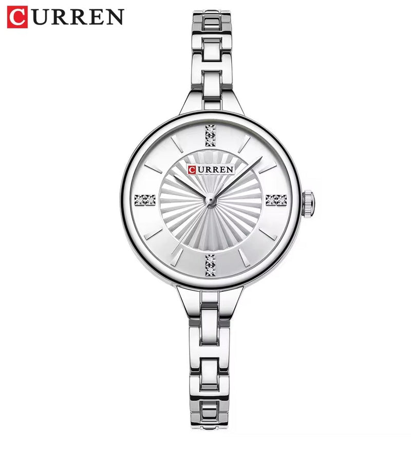 C-9097L Curren SILVER Dial SILVER Stainless Steel Chain Analog Quartz Women's fashion Watch. - Timecheck
