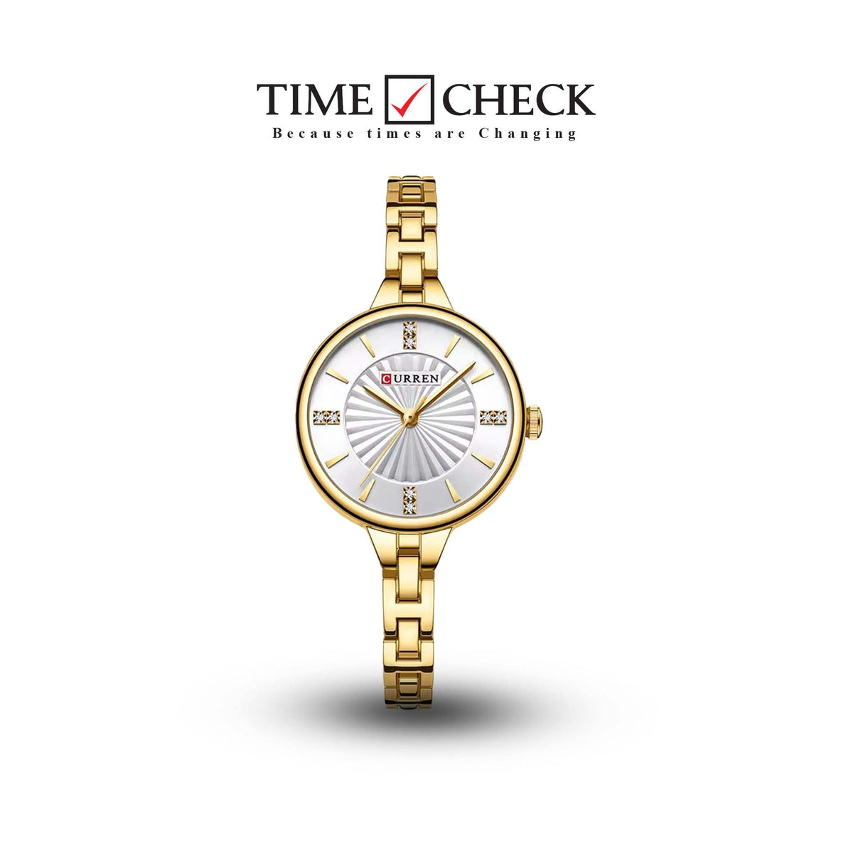 C-9097L Curren WHITE Dial GOLDEN Stainless Steel Chain Analog Quartz Women's fashion Watch. - Timecheck