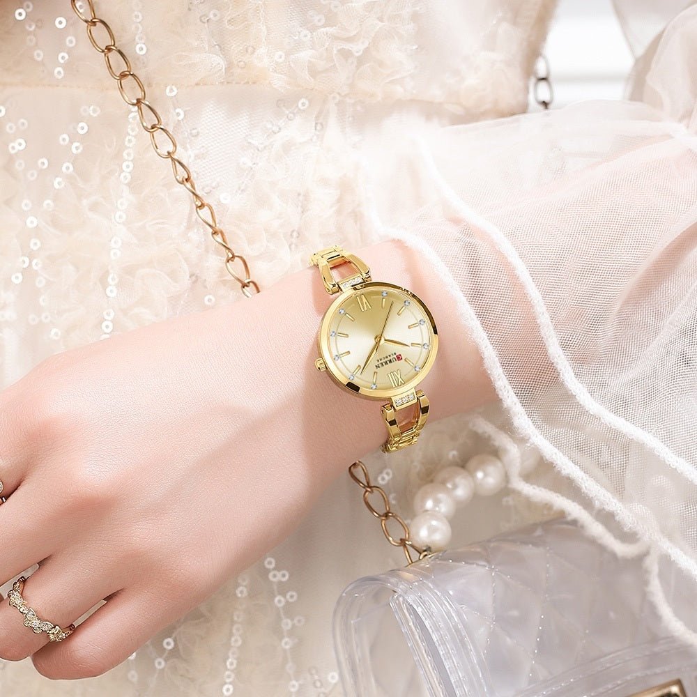 C-9098L Curren golden Dial golden Stainless Steel Chain Analog Quartz Women's fashion Watch. - Timecheck