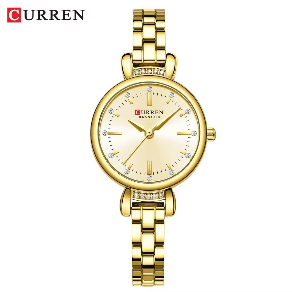 C-9098L Curren golden Dial golden Stainless Steel Chain Analog Quartz Women's fashion Watch. - Timecheck