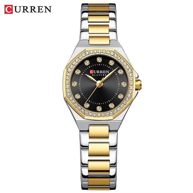 C-9100L Curren black Dial silvergold Stainless Chain Steel Analog Quartz Women's Watch with brand {box&bag} - Timecheck