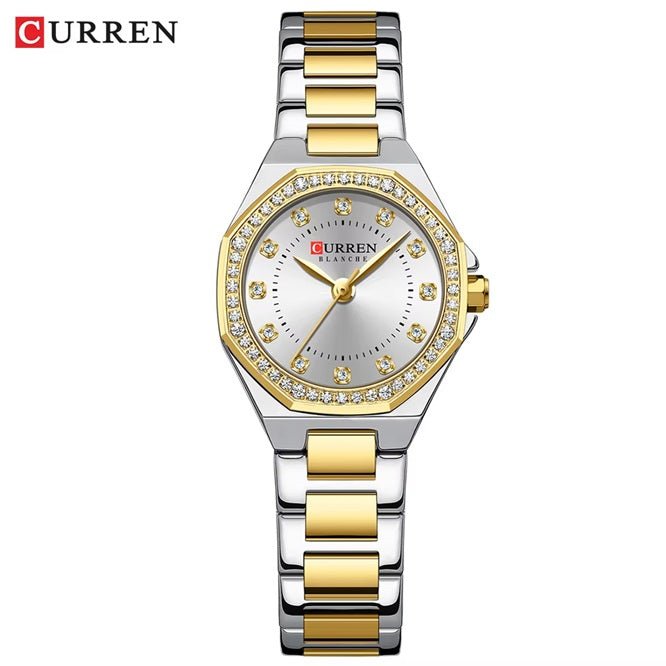 C-9100L Curren white Dial silvergold Stainless Chain Steel Analog Quartz Women's Watch with brand {box&bag} - Timecheck