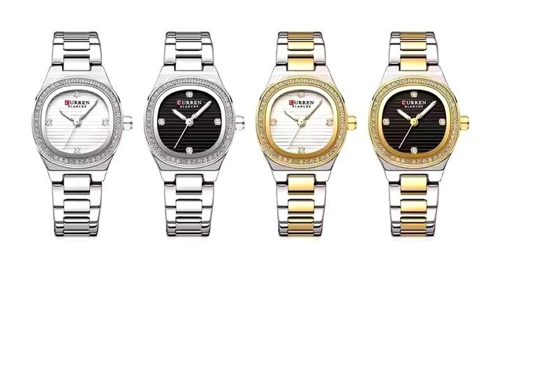 C-9101L Curren Black Dial silver gold Stainless Chain Steel Analog Quartz Women's Watch. - Timecheck