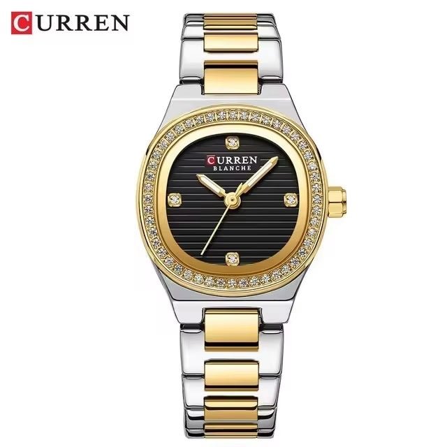 C-9101L Curren Black Dial silver gold Stainless Chain Steel Analog Quartz Women's Watch. - Timecheck