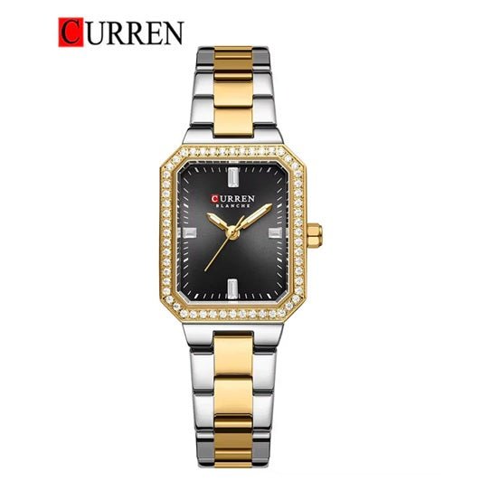 C-9102L Curren black Dial silver/golden Stainless Chain Steel Analog Quartz Women's Watch with brand{box&bag} - Timecheck