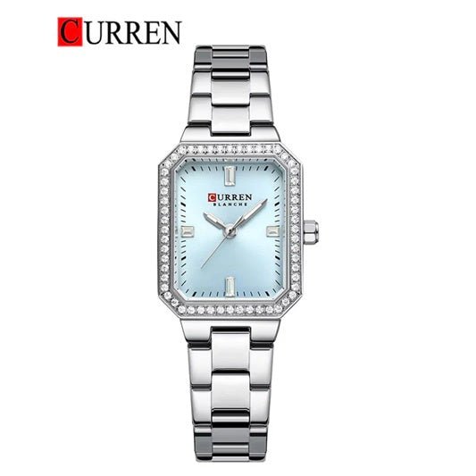 C-9102L Curren blue Dial silver Stainless Chain Steel Analog Quartz Women's Watch with brand{box&bag} - Timecheck